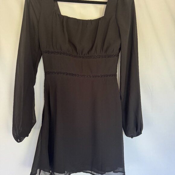 Lulus Black Babydoll Dress XS waist with design flare skirt lined - 0405 - Picture 6 of 6